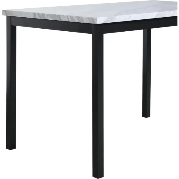 Noyes Metal Dining Table with Laminated Faux Marble Top, 28.50 x 45.00 x 30.00 Inches, Off-white - Image 4