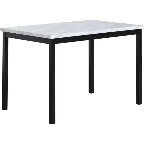 Noyes Metal Dining Table with Laminated Faux Marble Top, 28.50 x 45.00 x 30.00 Inches, Off-white - Image 2