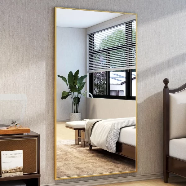 Full Length Mirror with Stand 34"x76" Full Body Mirror Floor Mirror Standing Hanging or Leaning Wall, Wall Mirror with Stand Alu - Image 7