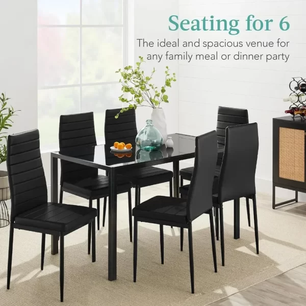 Dining Room Sets, 7-Piece Glass Set, Modern Kitchen Table Furniture for Room, Dinette, Dining Room Sets - Image 2