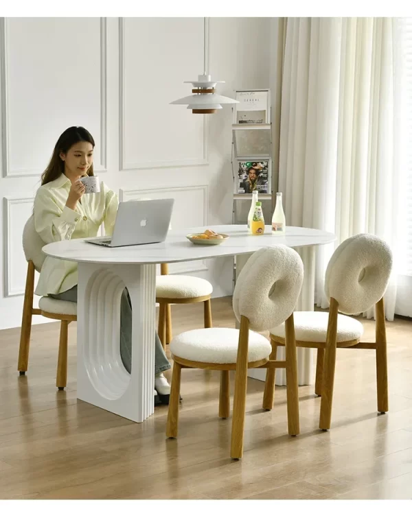 Dining Table Set，dining Room Sets Table and Chairs Dinner Service Kitchen Living Room White SLATE Nordic Style - Image 30