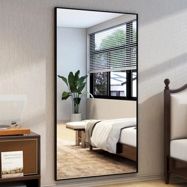 Full Length Mirror with Stand 34"x76" Full Body Mirror Floor Mirror Standing Hanging or Leaning Wall, Wall Mirror with Stand Alu - Image 2