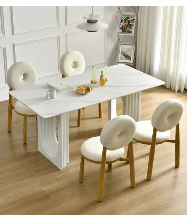 Dining Table Set，dining Room Sets Table and Chairs Dinner Service Kitchen Living Room White SLATE Nordic Style - Image 33