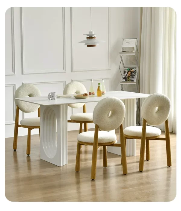 Dining Table Set，dining Room Sets Table and Chairs Dinner Service Kitchen Living Room White SLATE Nordic Style - Image 32