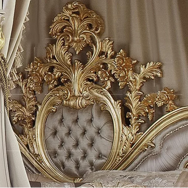 French solid wood carved double bed court master bedroom European royal luxury princess bed - Image 4