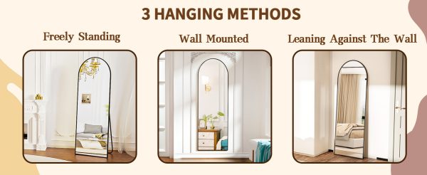 Arched Full Length Mirror, 71"x26" Full Body Floor Mirror Standing Hanging or Leaning Wall, Full Body Mirror with Stand - Image 22