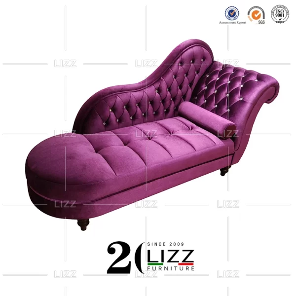 Modern Leisure Living Room Furniture Velvet Fabric Chaise Lounge - Image 7