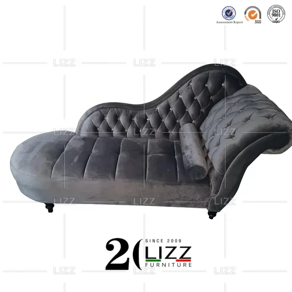 Modern Leisure Living Room Furniture Velvet Fabric Chaise Lounge - Image 2