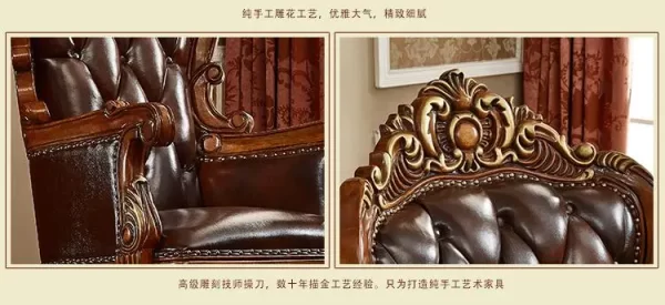 American solid wood computer chair European leather home office lift swivel chair - Image 13