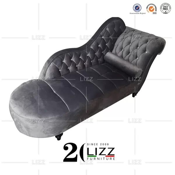 Modern Leisure Living Room Furniture Velvet Fabric Chaise Lounge - Image 3