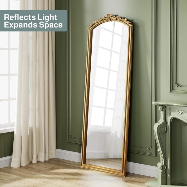 Barnyard Designs 22"" X 64"" Vintage Gold Full Length Mirror - Antique Floor Mirror With Ornate Carvings - Victorian Design - - Image 8