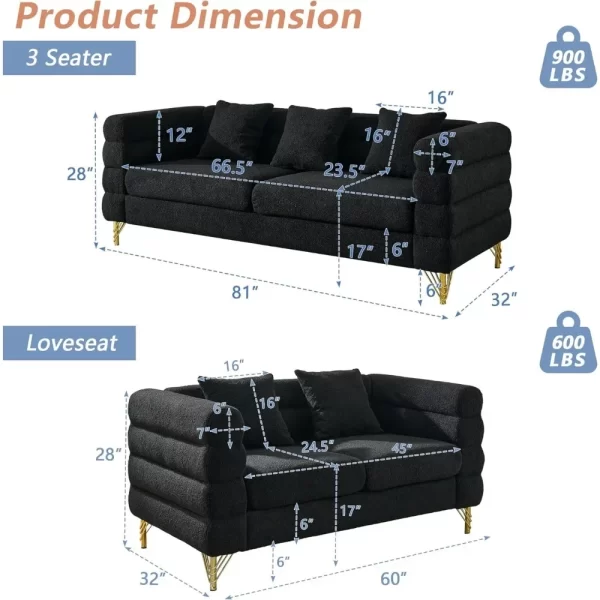 Sofa set, suitable for living rooms, modern decorative furniture, segmented sofas, 3-person sofas, and double sofas with5pillows - Image 13