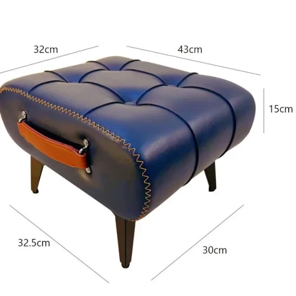 Shoe changing stool, doorstep, living room soft bag, minimalist sofa, footstool, light luxury leather art, low stool - Image 4