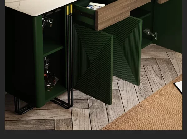 Luxury Style Stone Plate Dining Edge Tea Cabinet Modern Minimalist Living Room Dining Room Dark Green Hallway Side Cabinet - Image 30