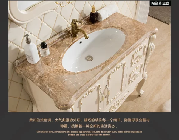 Bathroom Cabinet Combination Modern Simple Washbasin Cabinet Bathroom Retro Washstand Floor Cabinet - Image 15