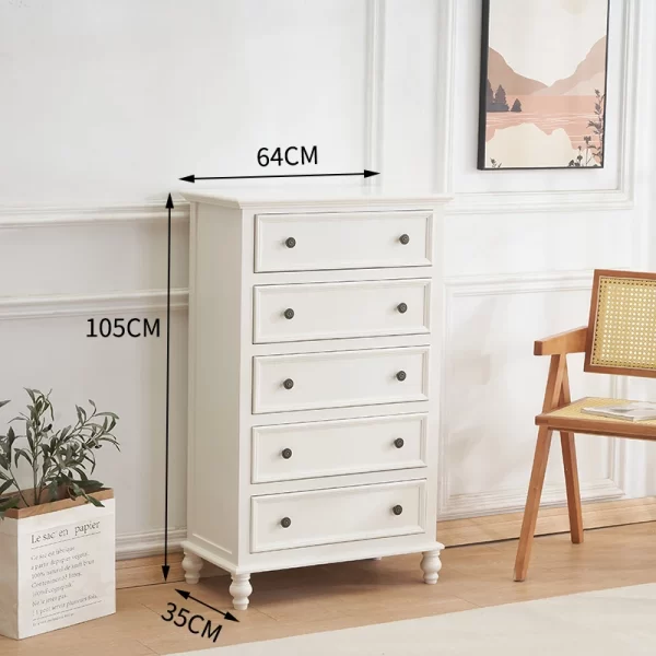 American retro cream chest of drawers French storage cabinet Master bedroom bed end nine chest of drawers Solid wood bedroom sto - Image 9