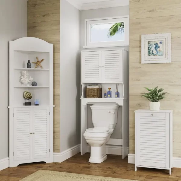 Tilt-out Laundry Hamper Bathroom Cabinet Perfect Mix of Coastal and Farmhouse Styles Storage Cabinet - Image 9