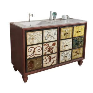 #American bathroom cabinet light luxury hand wash cabinet retro bathroom oak washbasin cabinet integrated villa high-end