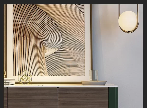 Luxury Style Stone Plate Dining Edge Tea Cabinet Modern Minimalist Living Room Dining Room Dark Green Hallway Side Cabinet - Image 26