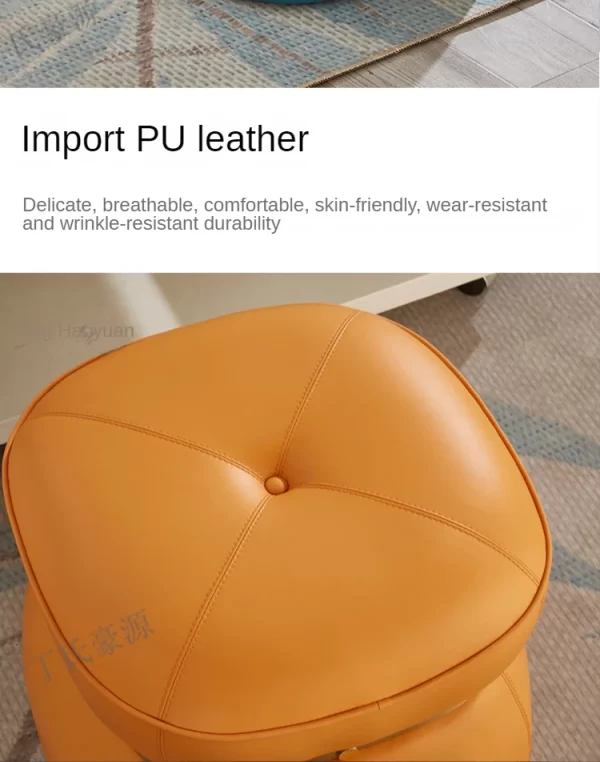 Living Room Small Stool Italian Light Luxury Creative Fashion Sofa  Coffee Table Short Leather Pier Solid Wood Change Shoes - Image 23