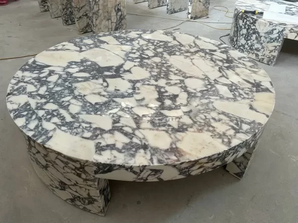 Modern American Style Living Room Furniture Oval White Coffee Table Marble Coffee Table - Image 11