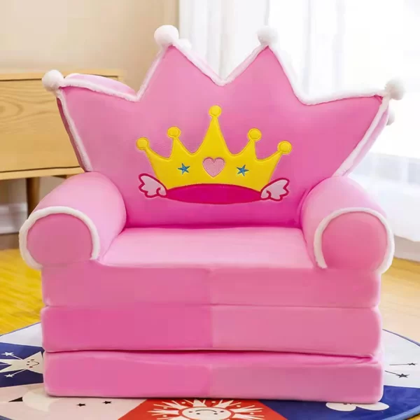 Cozy Soft Plush Foldable Children Lazy Sofa - 2 in 1 Foldable Living Room Bedroom Sofa with No Liner Filler. Perfect for Kids, T - Image 5