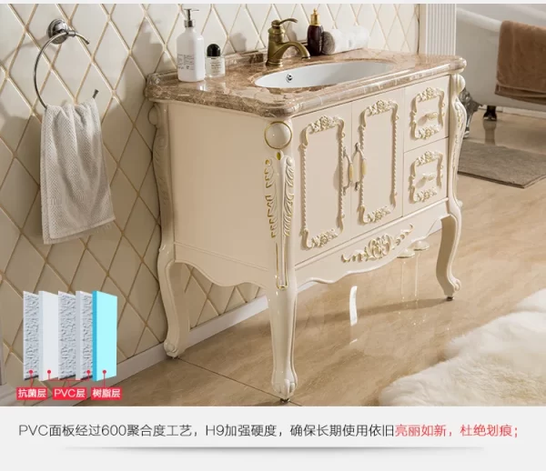 Bathroom Cabinet Combination Modern Simple Washbasin Cabinet Bathroom Retro Washstand Floor Cabinet - Image 29