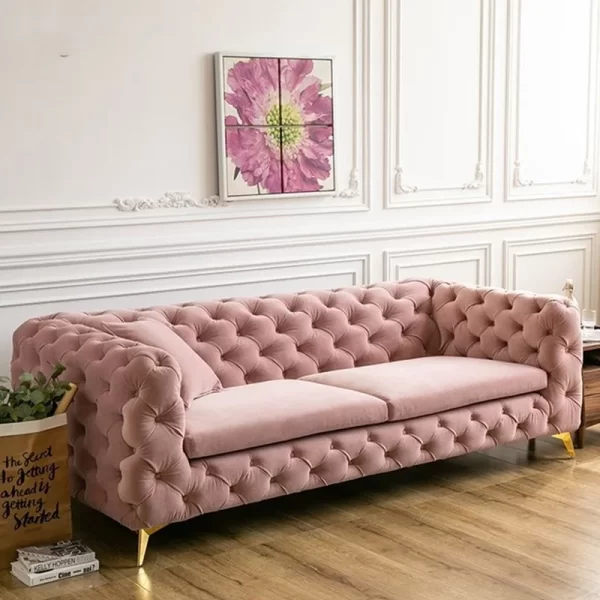 Simple style living room furniture three-person velvet sofa combination - Image 2