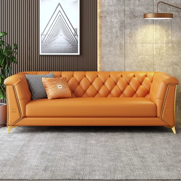 Accessible luxury sofa scandinaviandouble velvet casual modern pull button living room beauty salon three-person fabric sofa - Image 6