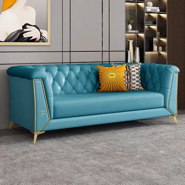 Accessible luxury sofa scandinaviandouble velvet casual modern pull button living room beauty salon three-person fabric sofa - Image 18
