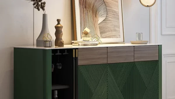 Luxury Style Stone Plate Dining Edge Tea Cabinet Modern Minimalist Living Room Dining Room Dark Green Hallway Side Cabinet - Image 18