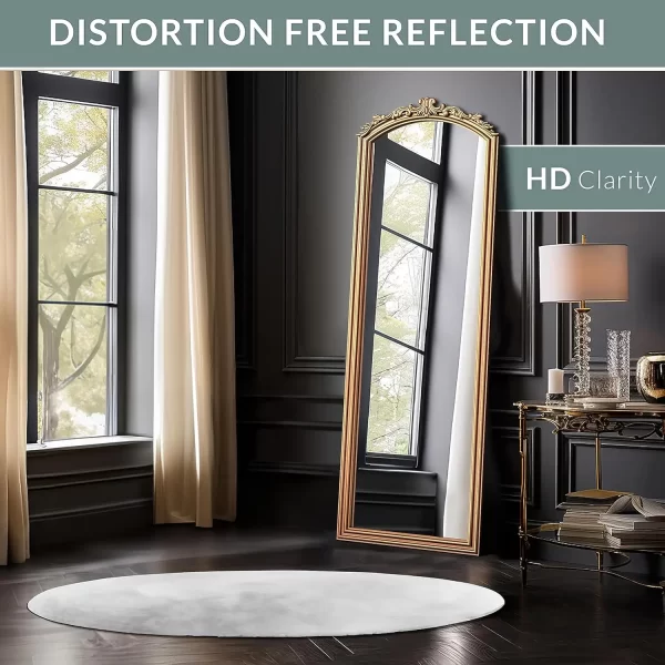 Barnyard Designs 22"" X 64"" Vintage Gold Full Length Mirror - Antique Floor Mirror With Ornate Carvings - Victorian Design - - Image 3