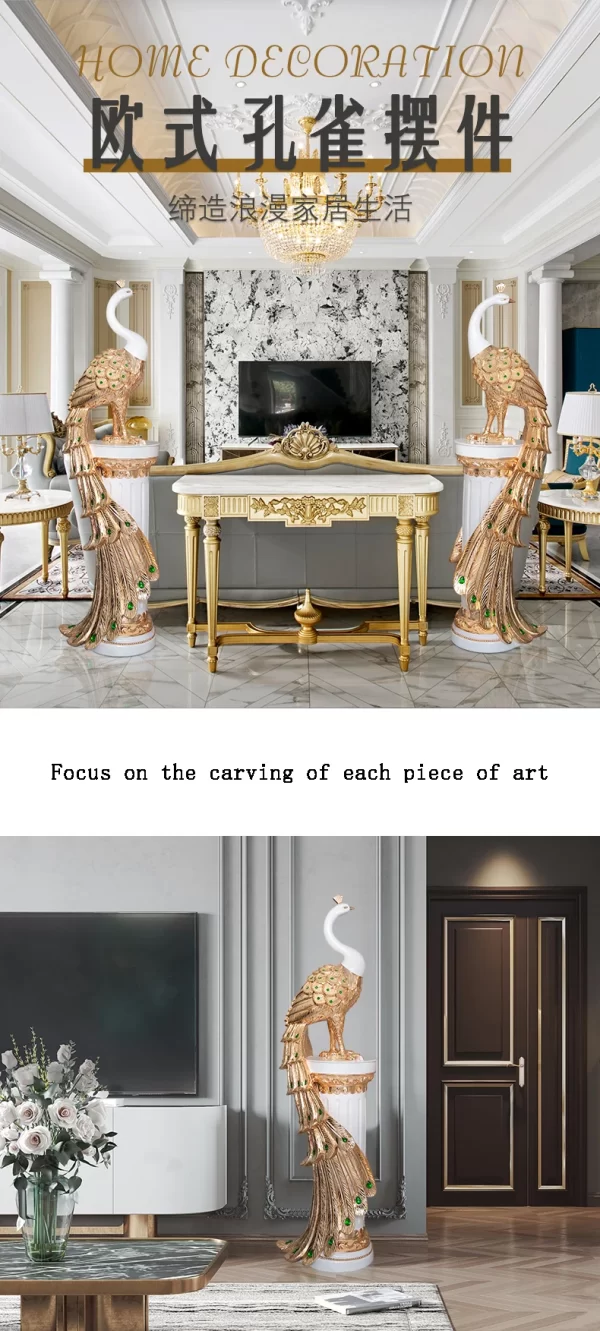 Nordic Room Decor Large Peacock Sculpture Ornament Living Room TV Cabinet Artwork Statue Crafts Gift Home Decoration Accessories - Image 11