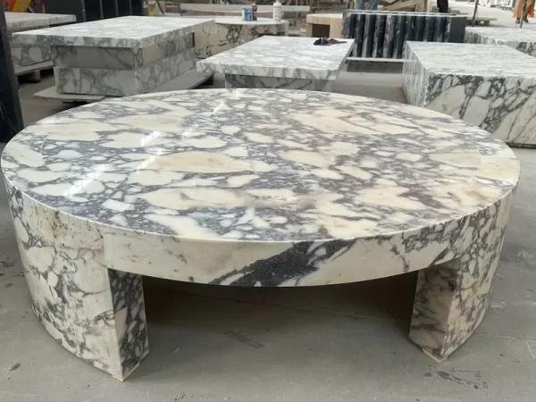 Modern American Style Living Room Furniture Oval White Coffee Table Marble Coffee Table - Image 12