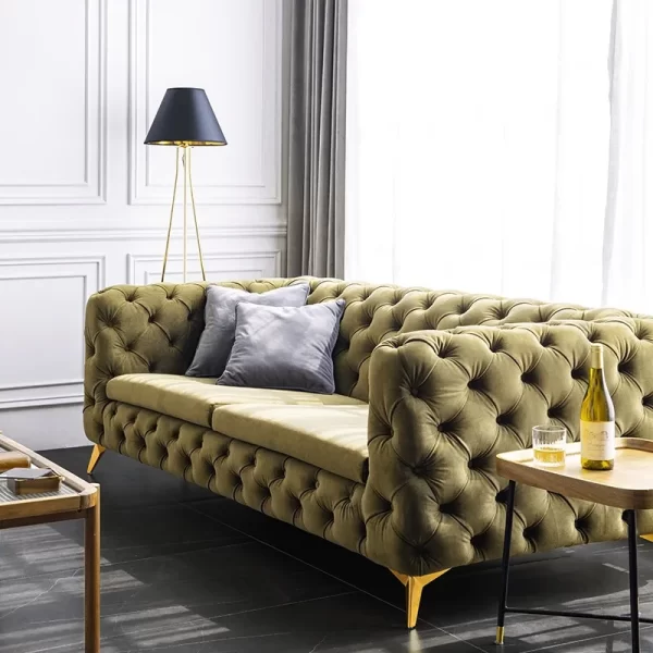 Simple style living room furniture three-person velvet sofa combination - Image 3