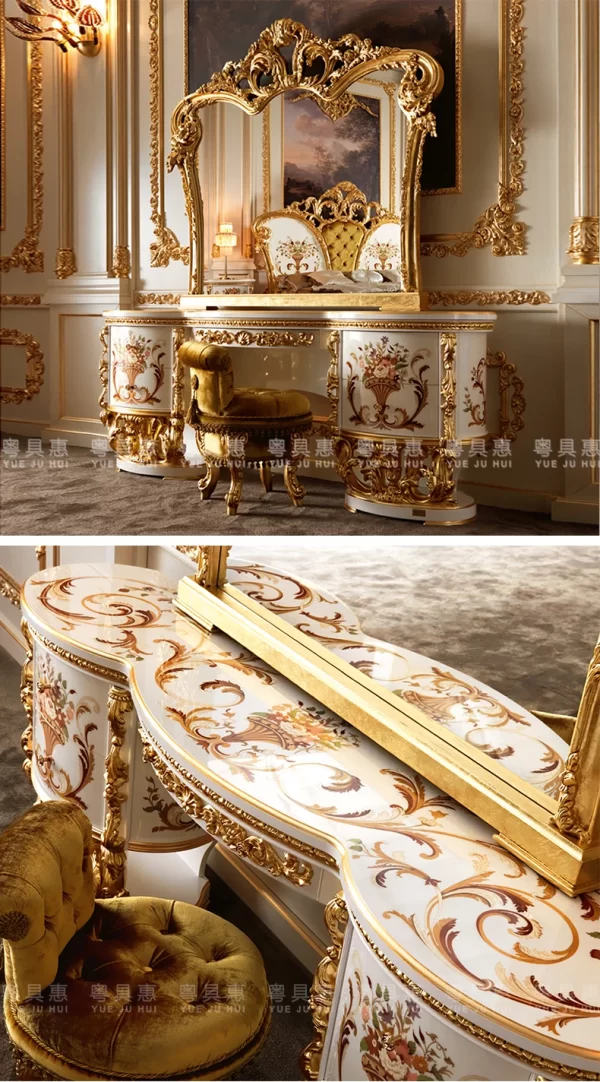 Solid Wood European Bed Gold Ltalian Style Confortable Twin High Quality Bed Apartment Fashionable Wedding Muebles Furniture - Image 15