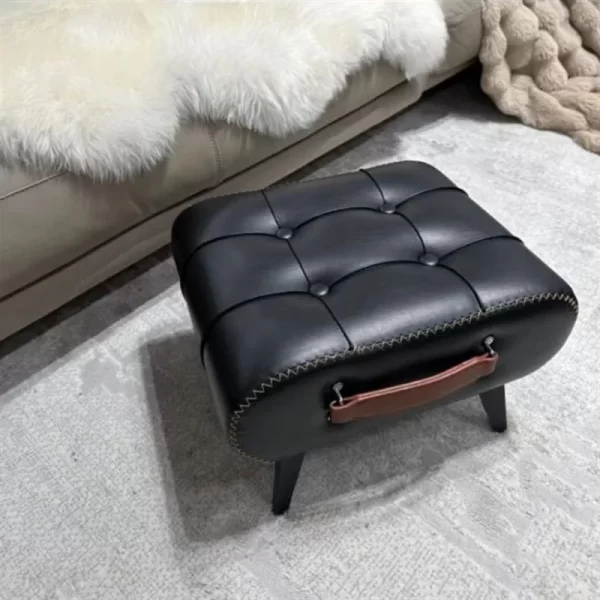 Shoe changing stool, doorstep, living room soft bag, minimalist sofa, footstool, light luxury leather art, low stool - Image 5