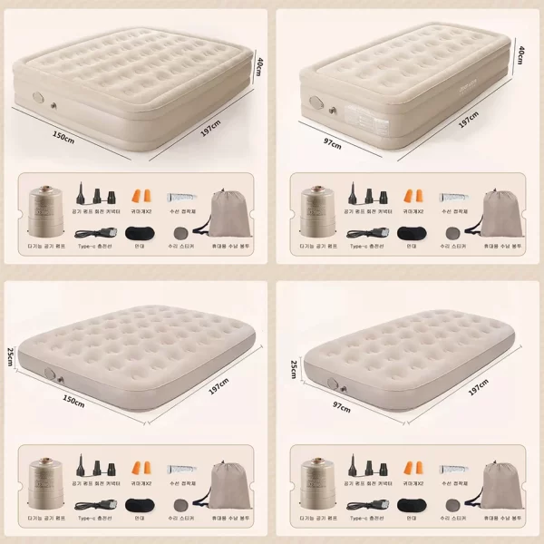 Interior Air Mattress Glamping Mats PVC Inflatable Sleeping Mattress Luxury 2 Person Camping Bed Mat Built-in Pump Thicken Mat - Image 2