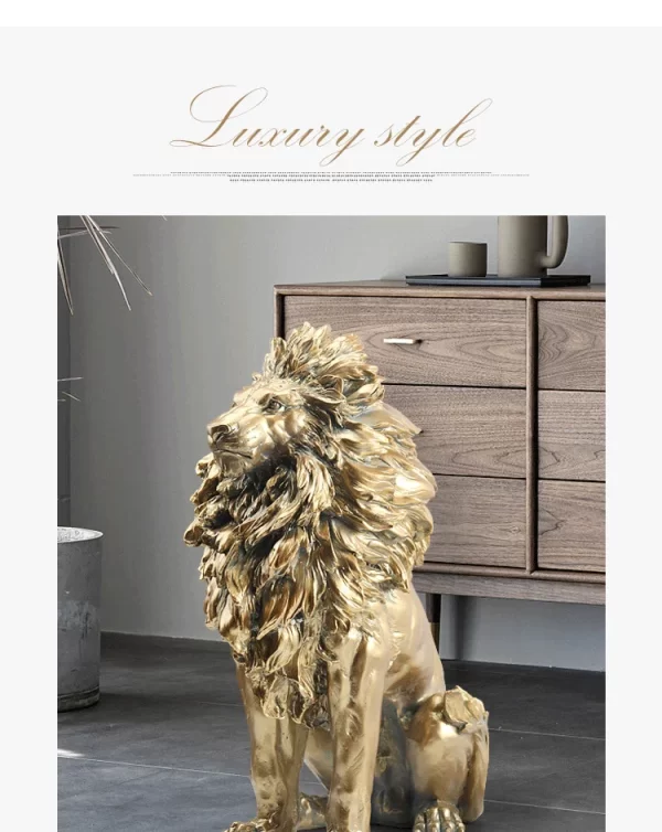 Golden Lion Statue Floor Home Decor Art Big Resin Sculpture New Year 2022 Indoor Large Luxury Ornament Sculpture Modern - Image 16