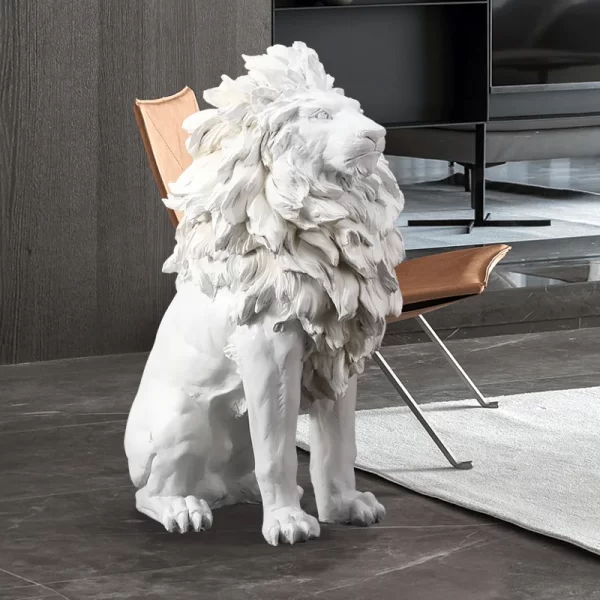 Golden Lion Statue Floor Home Decor Art Big Resin Sculpture New Year 2022 Indoor Large Luxury Ornament Sculpture Modern - Image 3