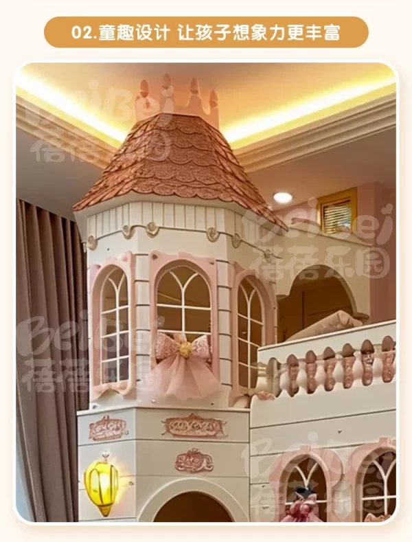 Kids Room Full House Custom Castle Bed Girl Princess Bunk Bed Deluxe European-style Family hotel bed - Image 14