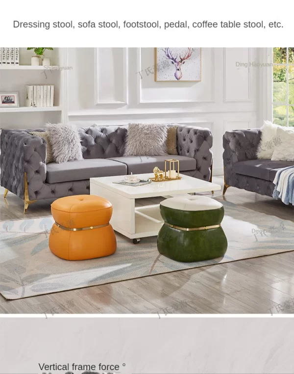 Living Room Small Stool Italian Light Luxury Creative Fashion Sofa  Coffee Table Short Leather Pier Solid Wood Change Shoes - Image 21