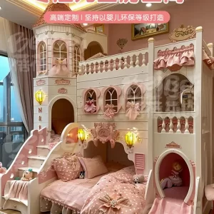 Kids Room Full House Custom Castle Bed Girl Princess Bunk Bed Deluxe European-style Family hotel bed