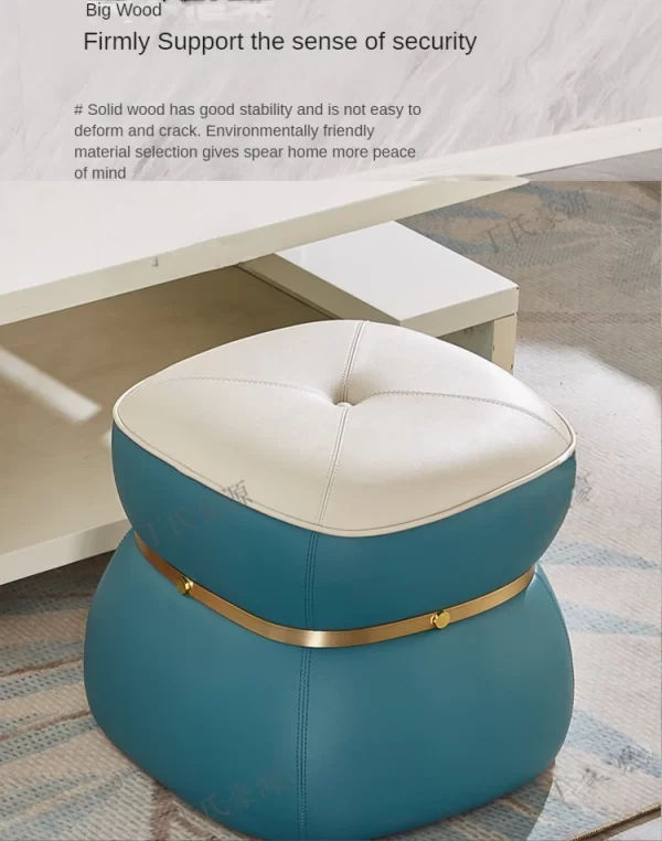 Living Room Small Stool Italian Light Luxury Creative Fashion Sofa  Coffee Table Short Leather Pier Solid Wood Change Shoes - Image 22