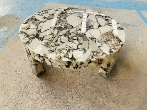 Modern American Style Living Room Furniture Oval White Coffee Table Marble Coffee Table - Image 4