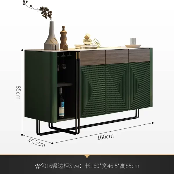 Luxury Style Stone Plate Dining Edge Tea Cabinet Modern Minimalist Living Room Dining Room Dark Green Hallway Side Cabinet - Image 6