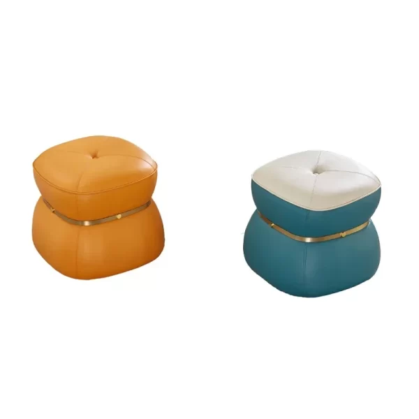 Living Room Small Stool Italian Light Luxury Creative Fashion Sofa  Coffee Table Short Leather Pier Solid Wood Change Shoes - Image 5