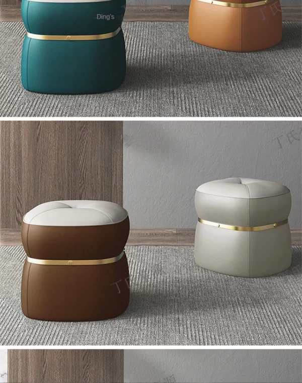 Living Room Small Stool Italian Light Luxury Creative Fashion Sofa  Coffee Table Short Leather Pier Solid Wood Change Shoes - Image 28
