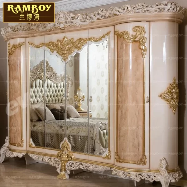 Villa palace furniture European style solid wood carved vanity French luxury makeup table bedroom makeup table combination - Image 5