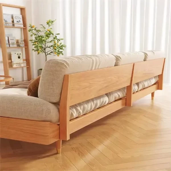 Living Room Nordic Modern Simple Solid Wood Sofa One Set Two Set Three Set Soft and Comfortable Combination Fabric Sofa - Image 5